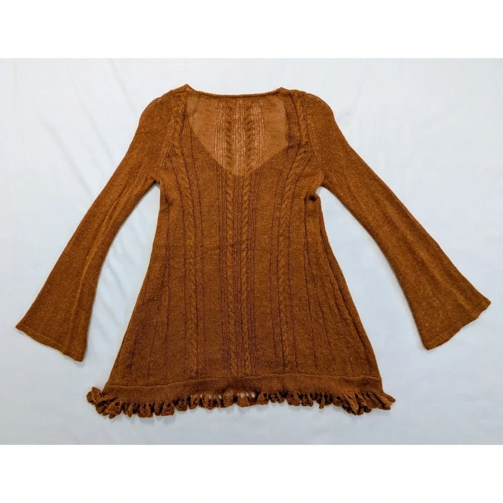Free People Waterfall Sweater Honey Alpaca Blend Long Sleeve Pullover Women's XS